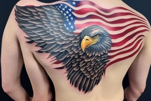 bald eagle wings with center crest the US flag tattoo idea