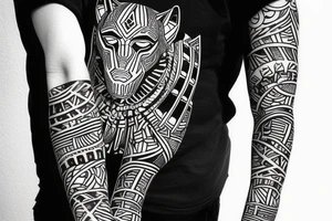 Black panther outfit with African imprints tattoo idea
