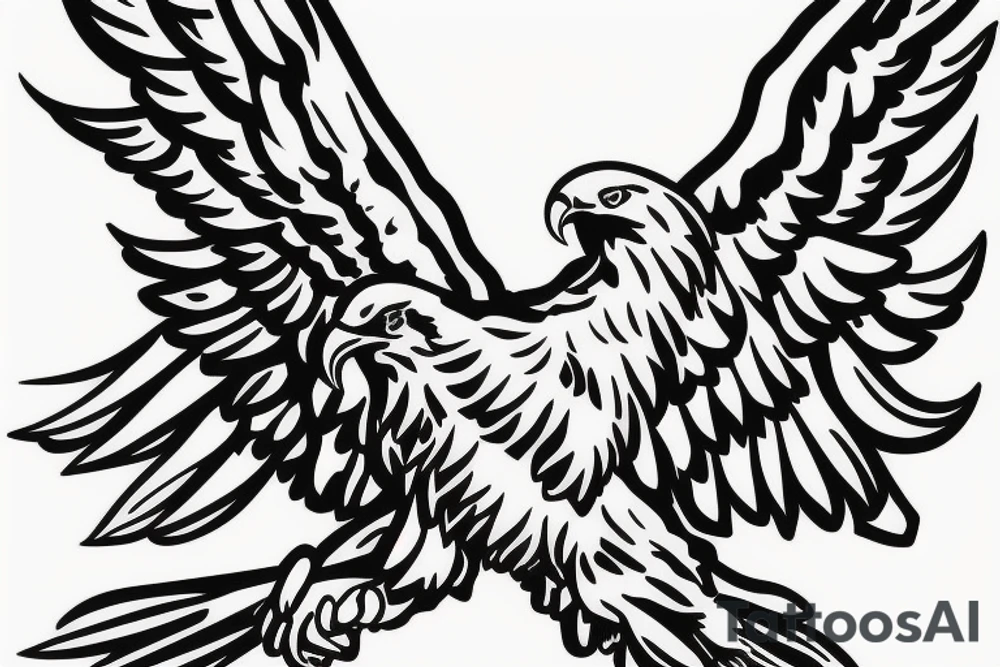 bald eagle wings with center crest the US flag tattoo idea
