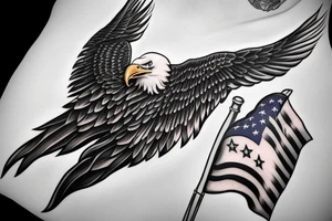 bald eagle wings with center crest the US flag tattoo idea