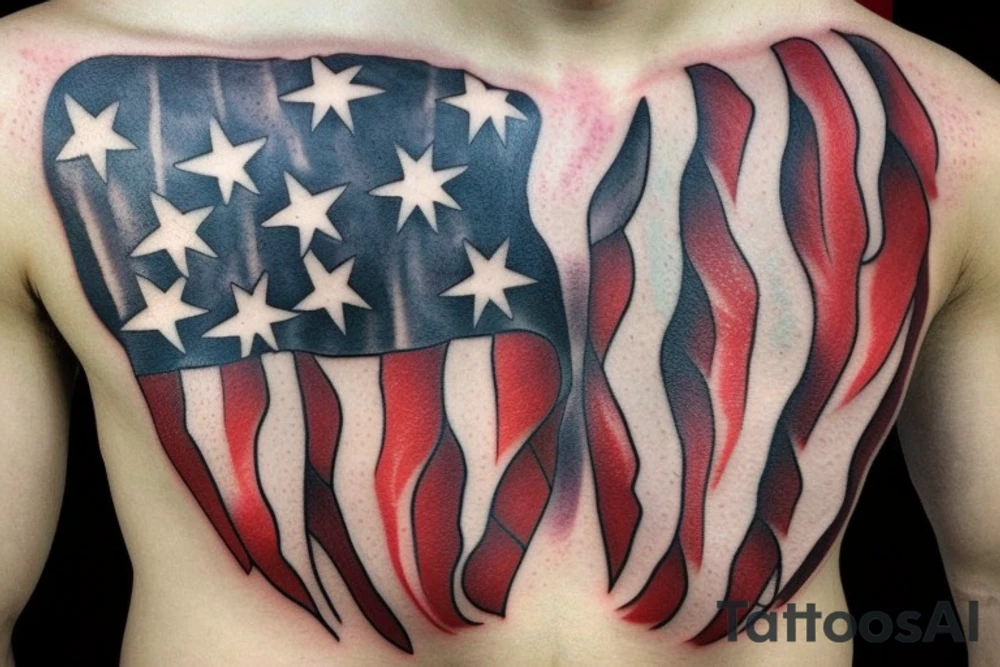 bald eagle wings with center crest the US flag tattoo idea