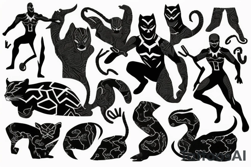 Black panther outfit with the continent of African imprinted tattoo idea