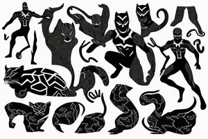 Black panther outfit with the continent of African imprinted tattoo idea