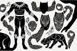 Black panther outfit with the continent of African imprinted tattoo idea