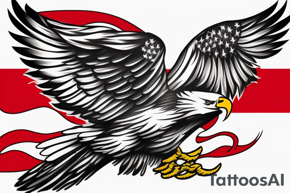 bald eagle wings with center crest the US flag tattoo idea
