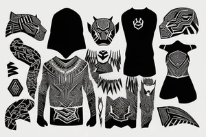 Black panther outfit with the continent of African imprinted tattoo idea