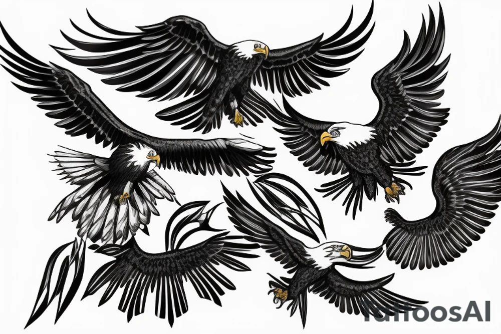 bald eagle wings with center crest the US flag tattoo idea