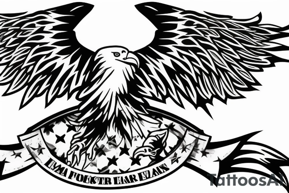 bald eagle wings with center crest the US flag tattoo idea