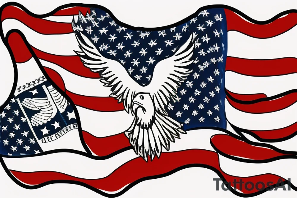 bald eagle wings with center crest the US flag tattoo idea