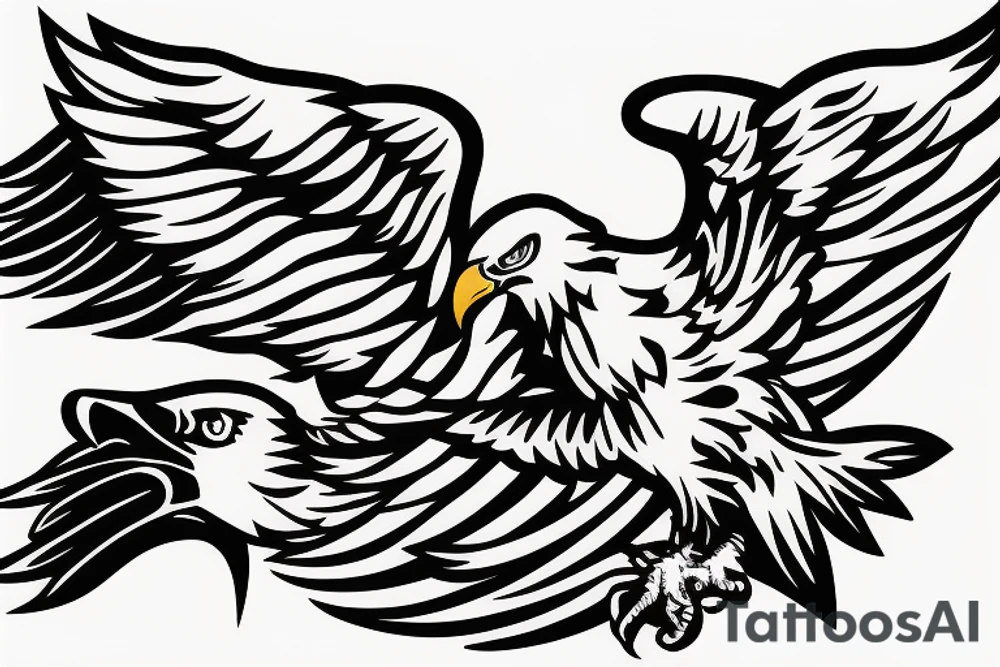 bald eagle wings with center crest the US flag tattoo idea