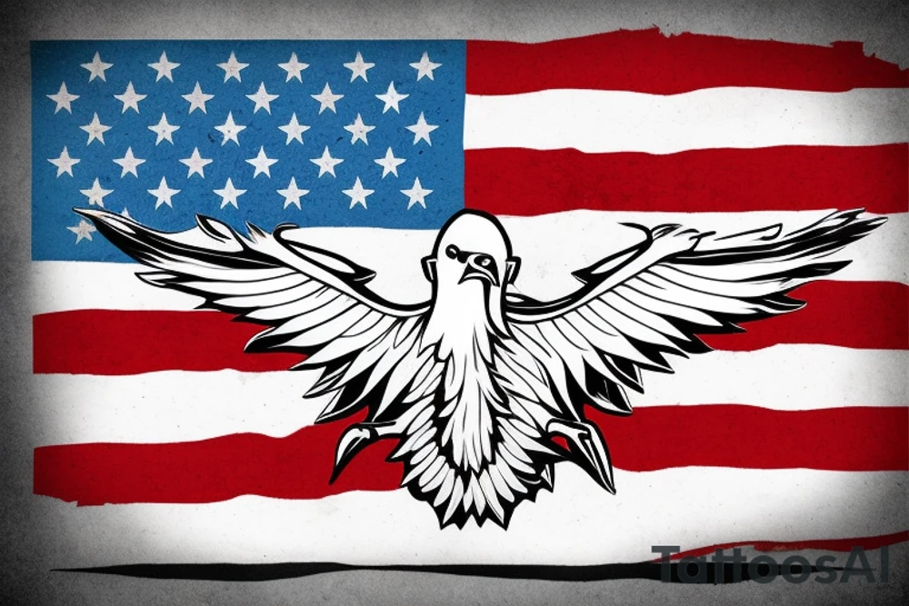 bald eagle wings with center crest the US flag tattoo idea