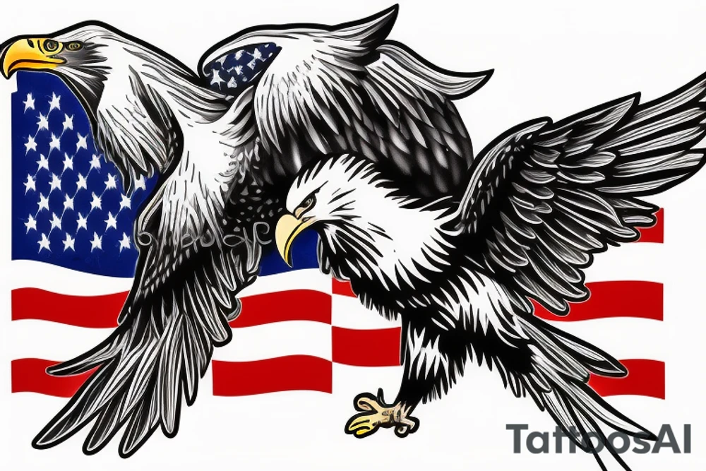 bald eagle wings with center crest the US flag tattoo idea