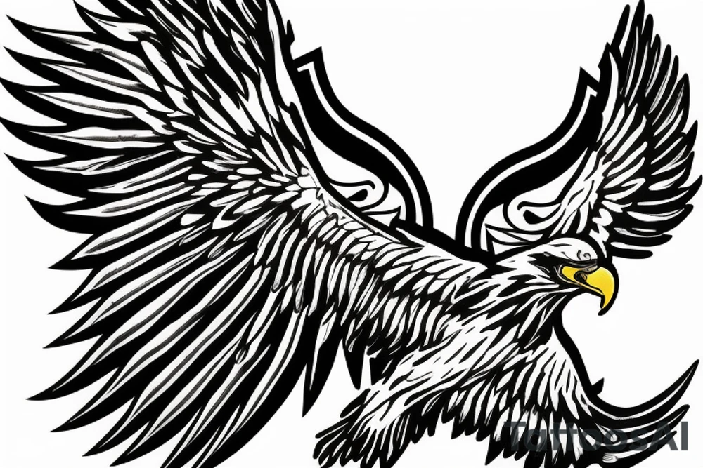 bald eagle wings with center crest the US flag tattoo idea