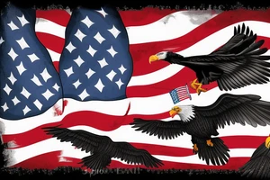 bald eagle wings with center crest the US flag tattoo idea