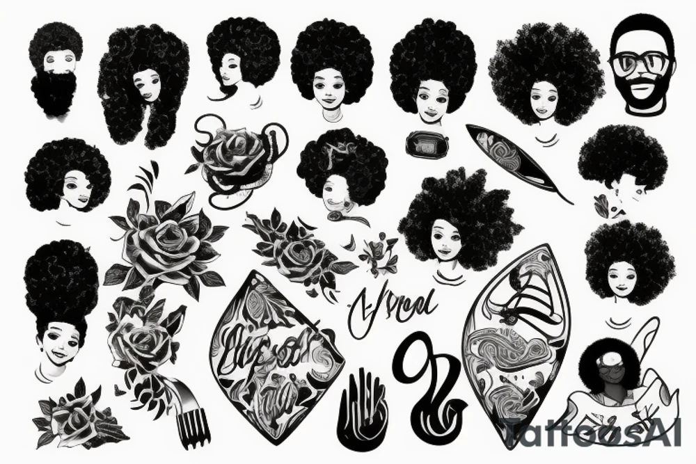 Afro with a a pick inside tattoo idea