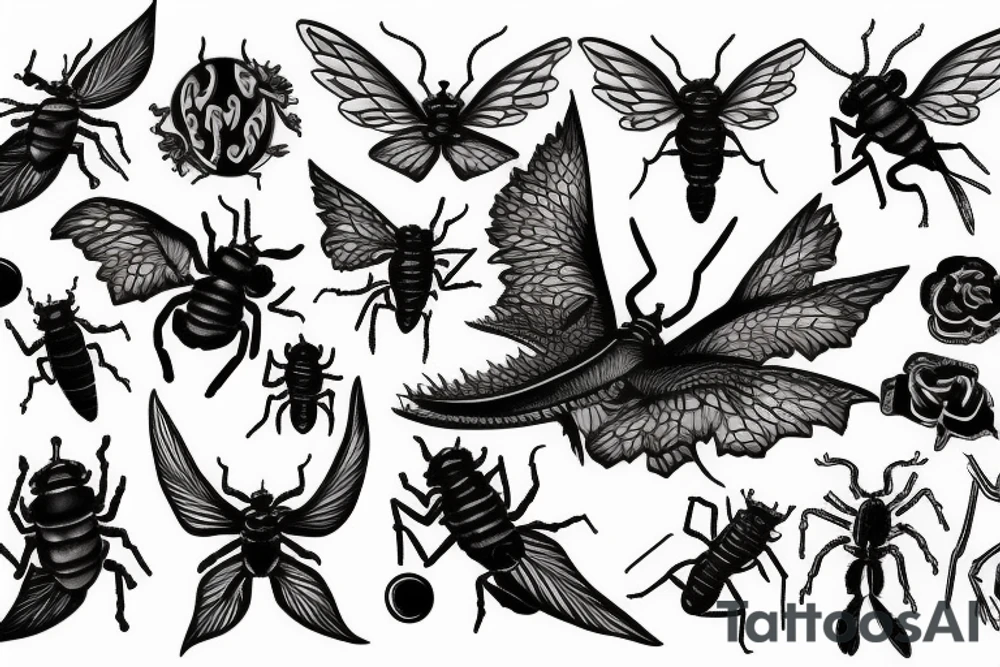 flying dragon bug tattoo idea