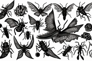 flying dragon bug tattoo idea