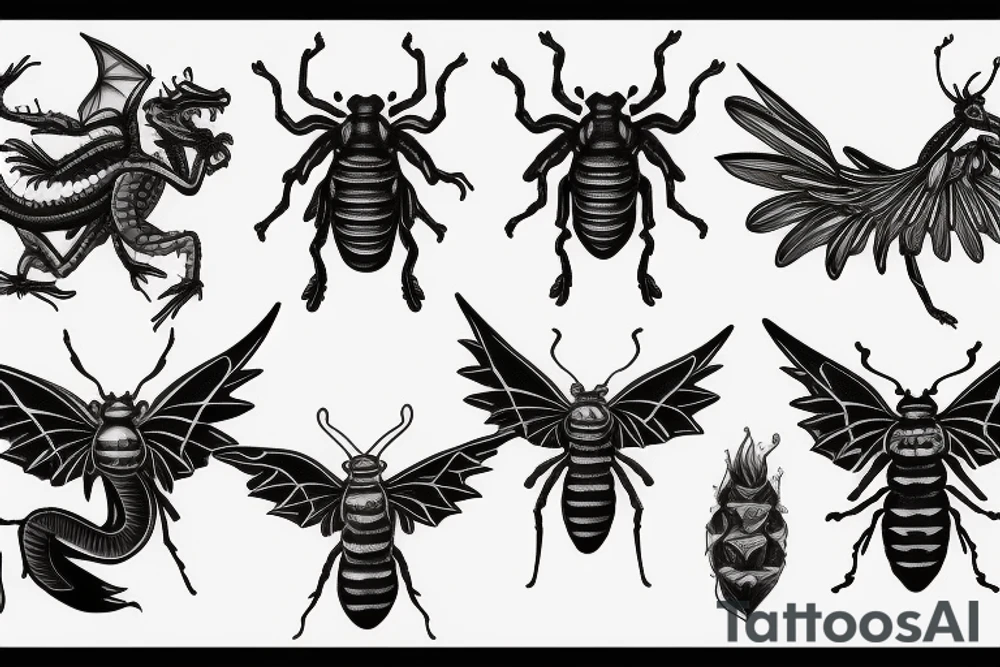 flying dragon bug tattoo idea