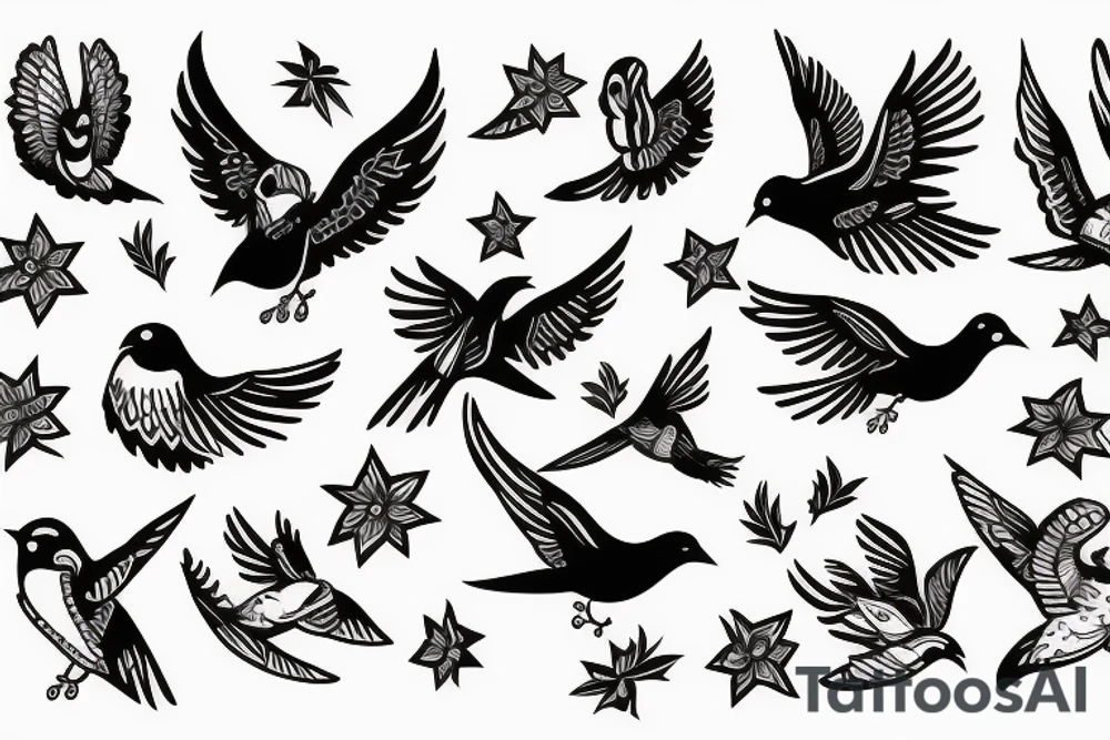 Birds flying tattoo idea
