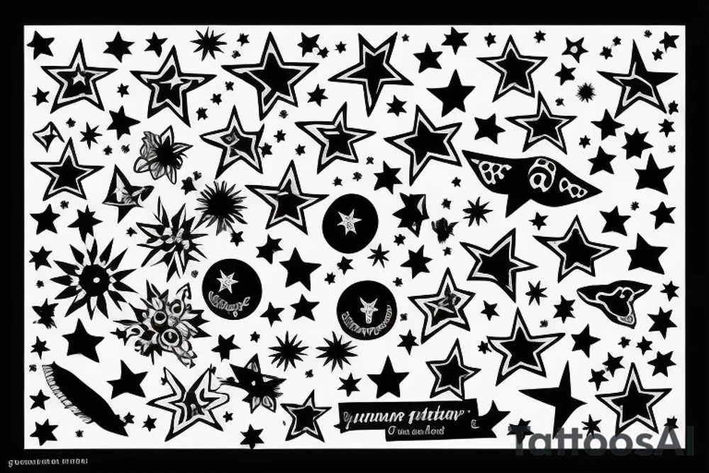 Head with stars tattoo idea