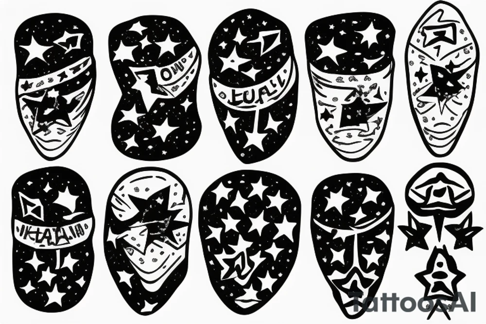 Head with stars tattoo idea