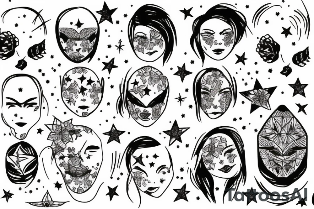 Face with stars tattoo idea