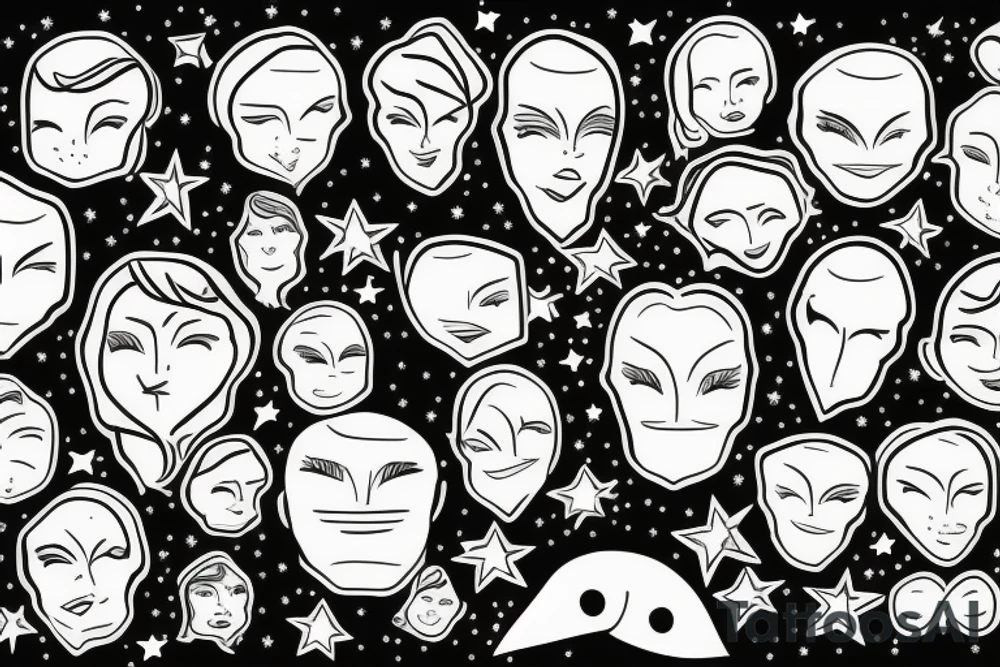 Face with stars tattoo idea
