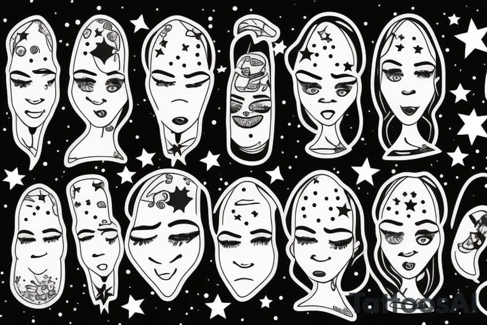 Face with stars tattoo idea