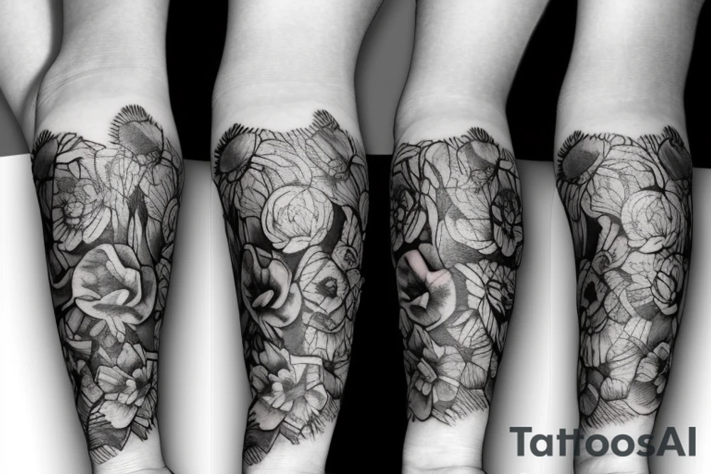 exotic flowers tattoo idea