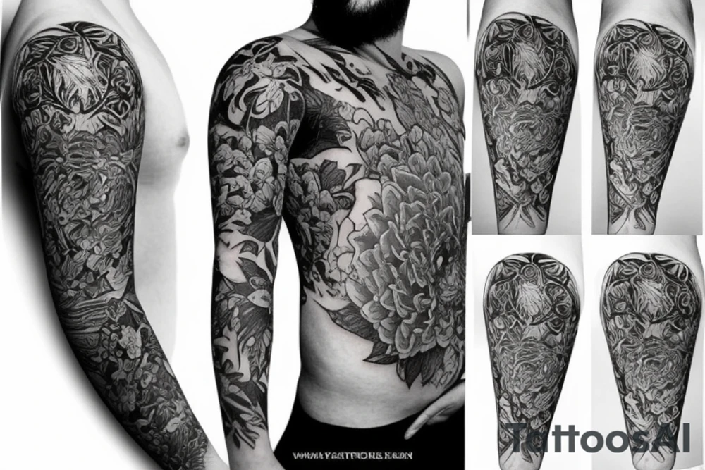 exotic flowers tattoo idea