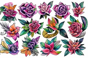 exotic flowers tattoo idea
