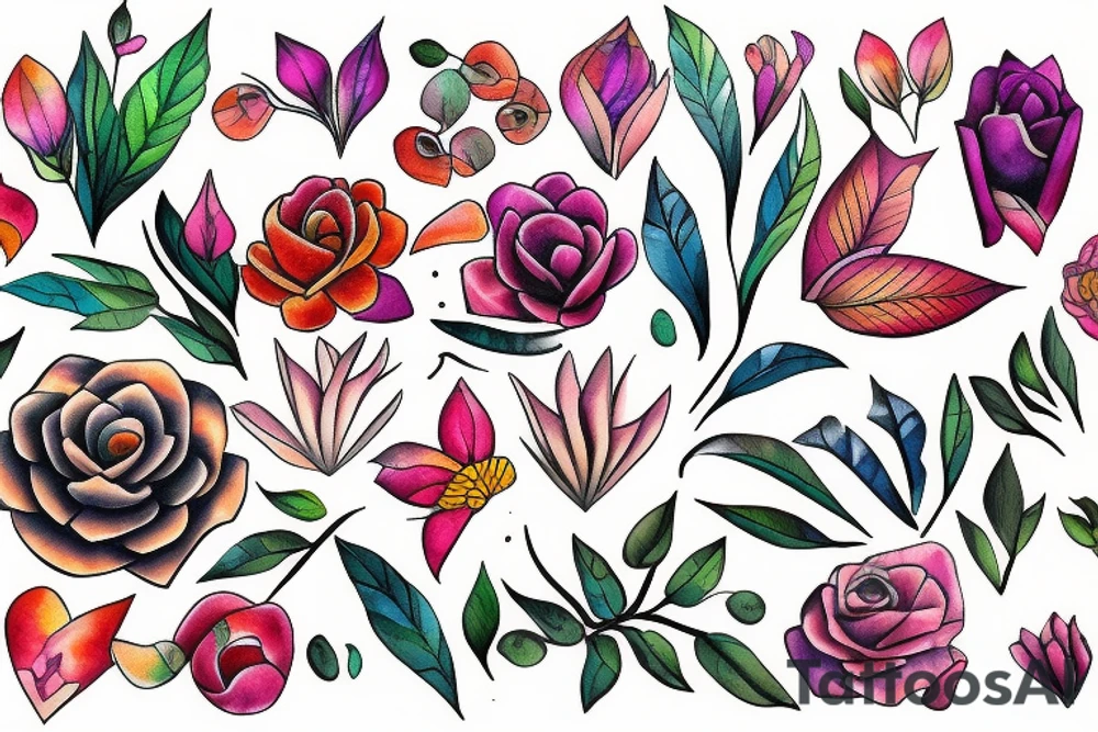 exotic flowers tattoo idea
