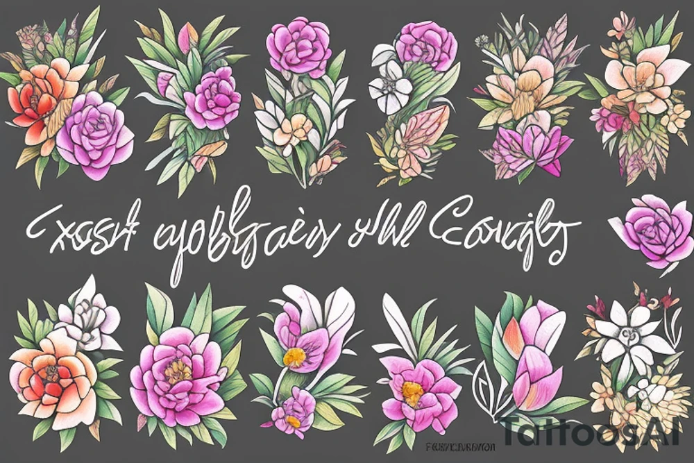 exotic flowers and scul tattoo idea