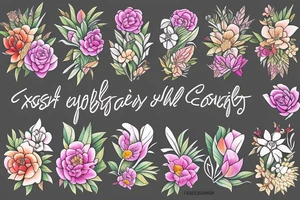 exotic flowers and scul tattoo idea