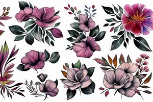 exotic flowers and sculpt tattoo idea