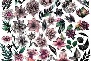 exotic flowers and sculpt tattoo idea