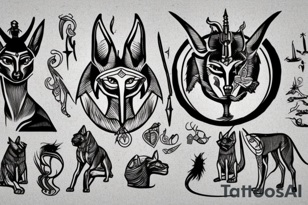 Anubis in old school style tattoo idea