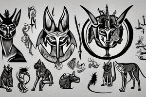 Anubis in old school style tattoo idea