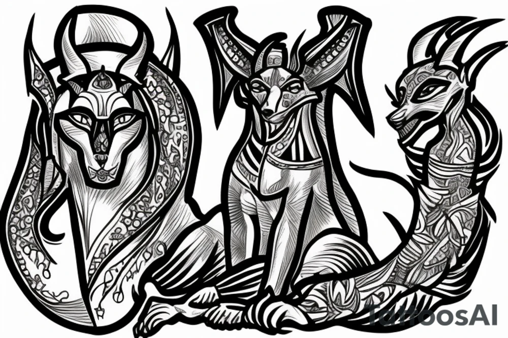 Anubis in old school style tattoo idea