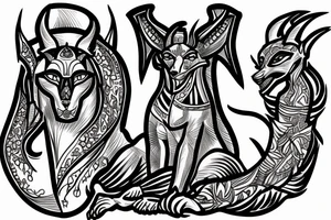 Anubis in old school style tattoo idea