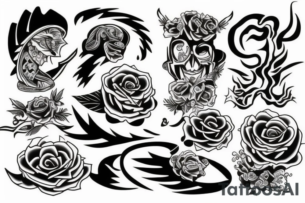Flash in old school style tattoo idea