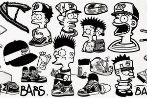 Bart Simpson with a caps and a 
beard tattoo idea