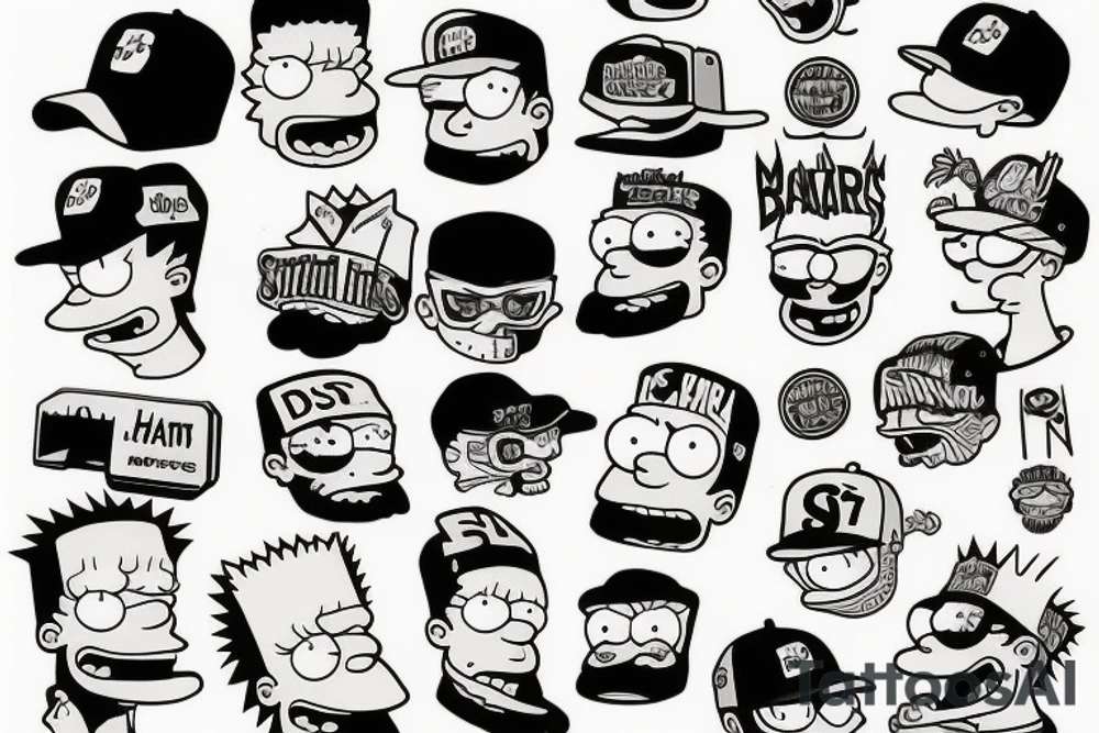 Bart Simpson with a caps and a 
beard tattoo idea