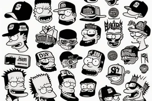Bart Simpson with a caps and a 
beard tattoo idea