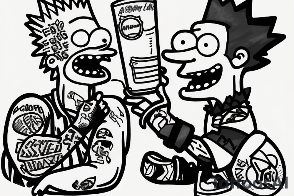 Bart Simpson with a drink tattoo idea