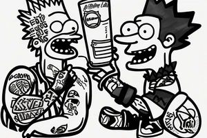 Bart Simpson with a drink tattoo idea