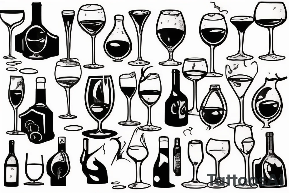 Glass of wine tattoo idea