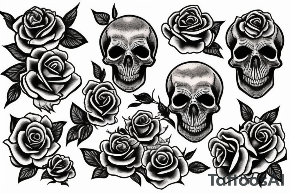 Skull and roses tattoo idea