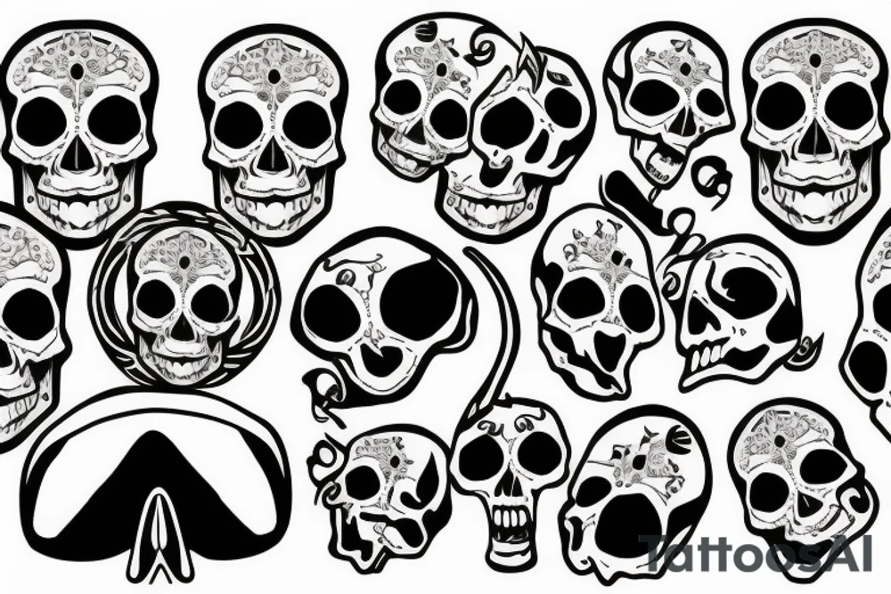 Skull with a mask tattoo idea