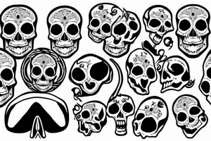 Skull with a mask tattoo idea